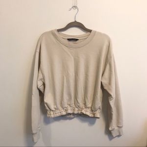 Abercrombie & Fitch White Smocked Sweatshirt